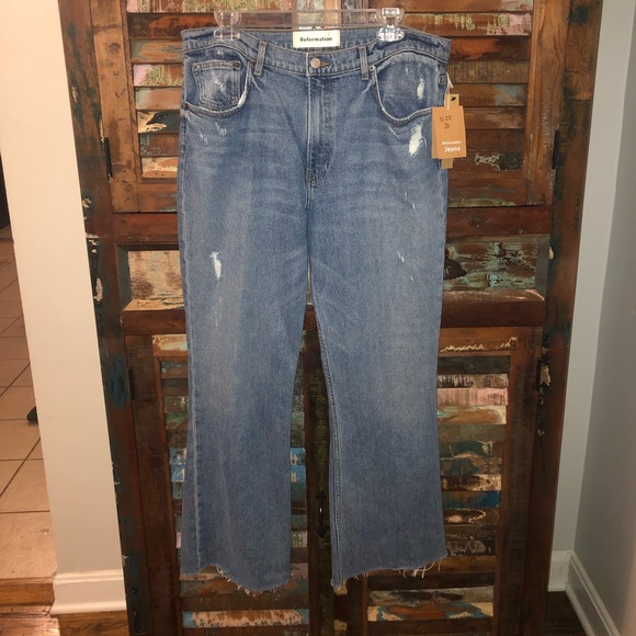 NWT Reformation Cropped Flood Jeans Olympia 31 - Picture 2 of 5